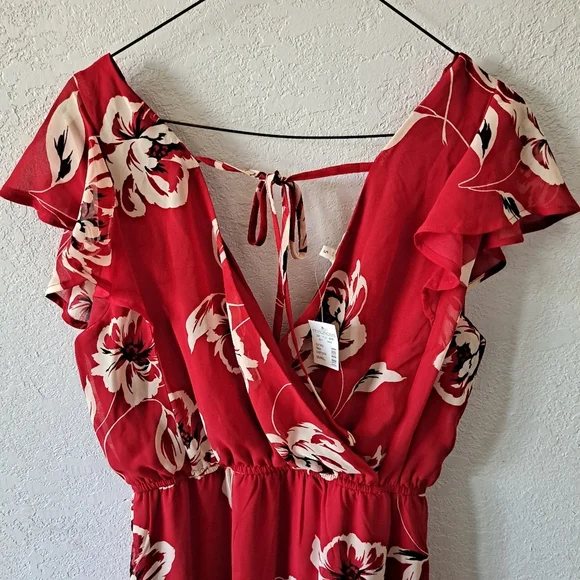 Maurices Red Floral Maxi Dress Size Small - Picture 2 of 8